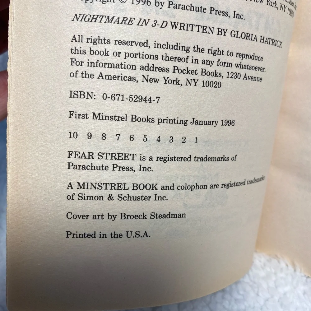 First Printing: R.L. Stine’s Ghosts of Fear Street No. 4: “Nightmare in 3-D”